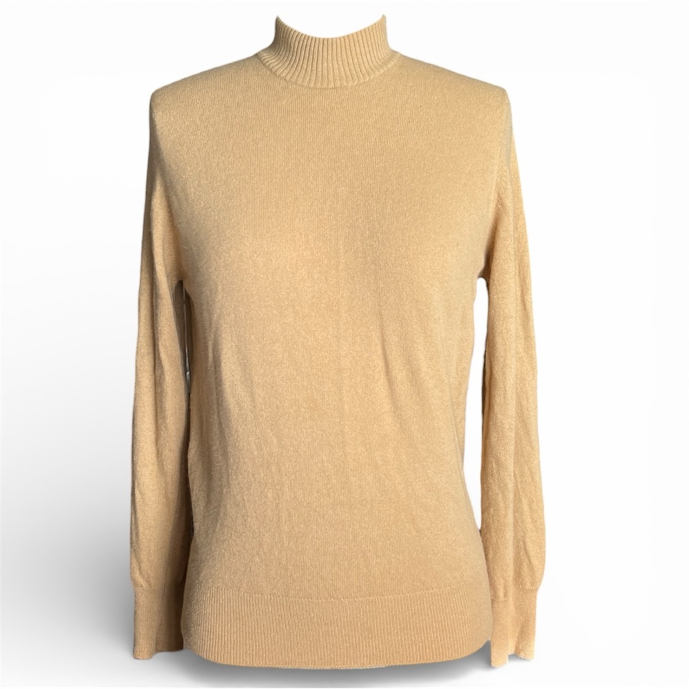 Vintage Lyle & Scott Camel Cashmere Mock Neck Sweater Scotland Tan